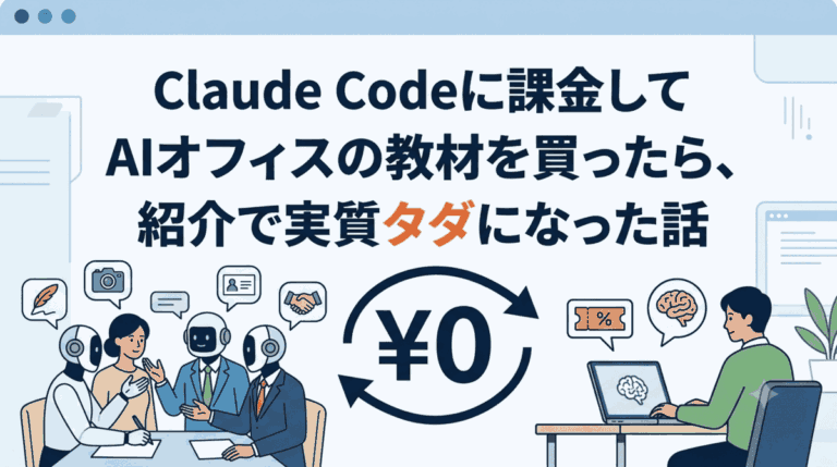 Claude Codeに課金してAIオフィスの教材を買ったら、紹介で実質タダになった話