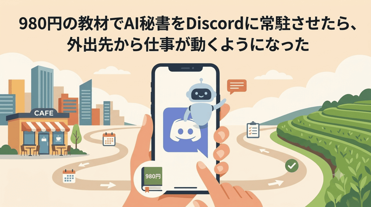 980円の教材でAI秘書をDiscordに常駐させたら、外出先から仕事が動くようになった