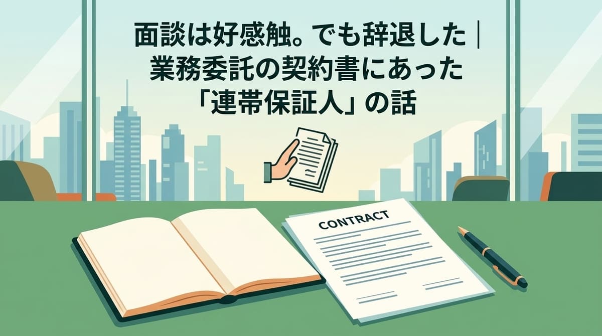 面談は好感触。でも辞退した｜業務委託の契約書にあった「連帯保証人」の話