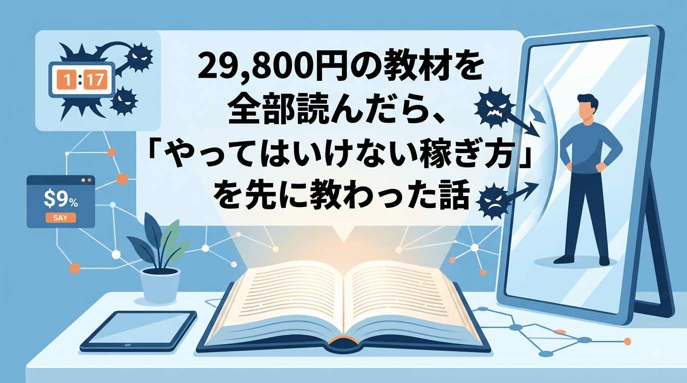 29,800円の教材を全部読んだら、「やってはいけない稼ぎ方」を先に教わった話