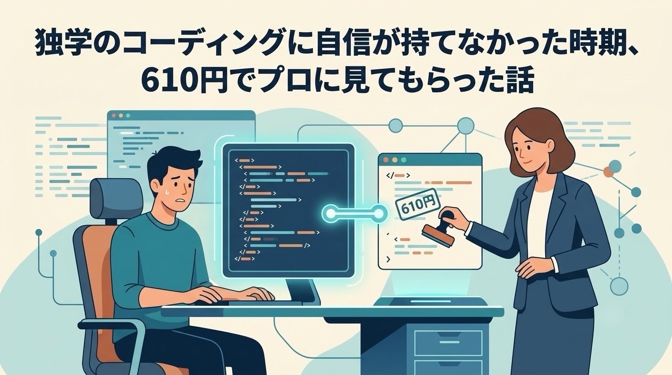 独学のコーディングに自信が持てなかった時期、610円でプロに見てもらった話