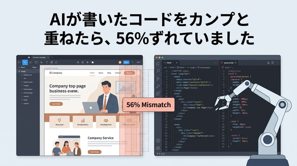 AIが書いたコードをカンプと重ねたら、56%ずれていました