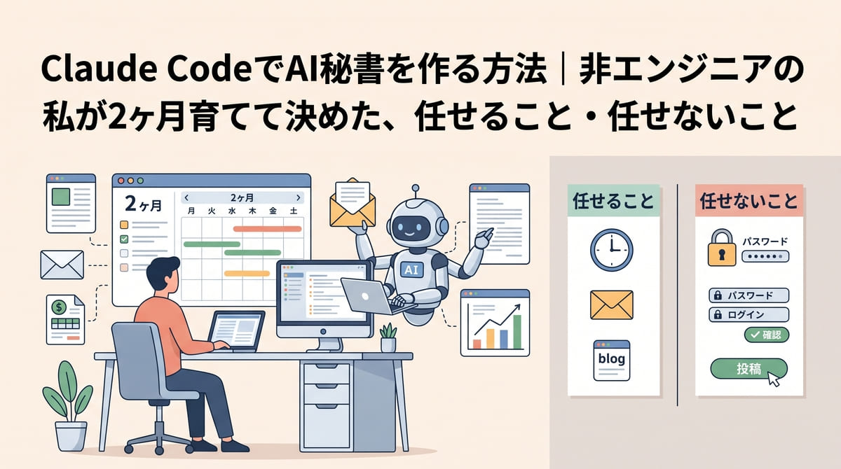 Claude CodeでAI秘書を作る方法｜非エンジニアの私が2ヶ月育てて決めた、任せること・任せないこと