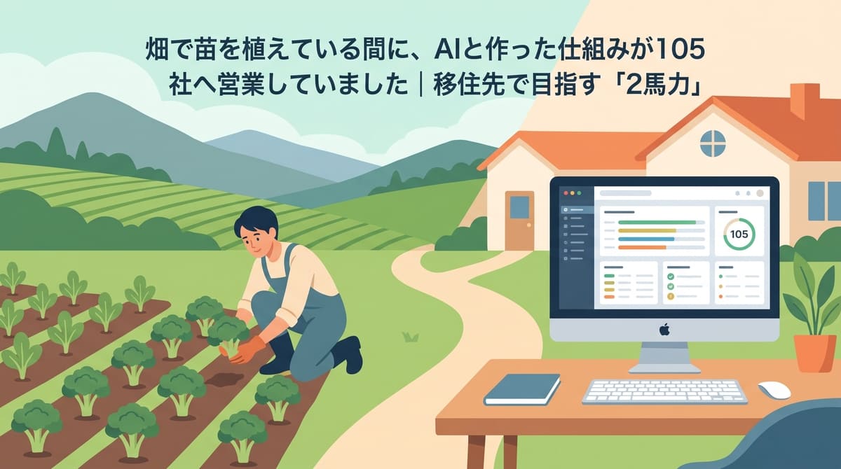 畑で苗を植えている間に、AIと作った仕組みが105社へ営業していました｜移住先で目指す「2馬力」
