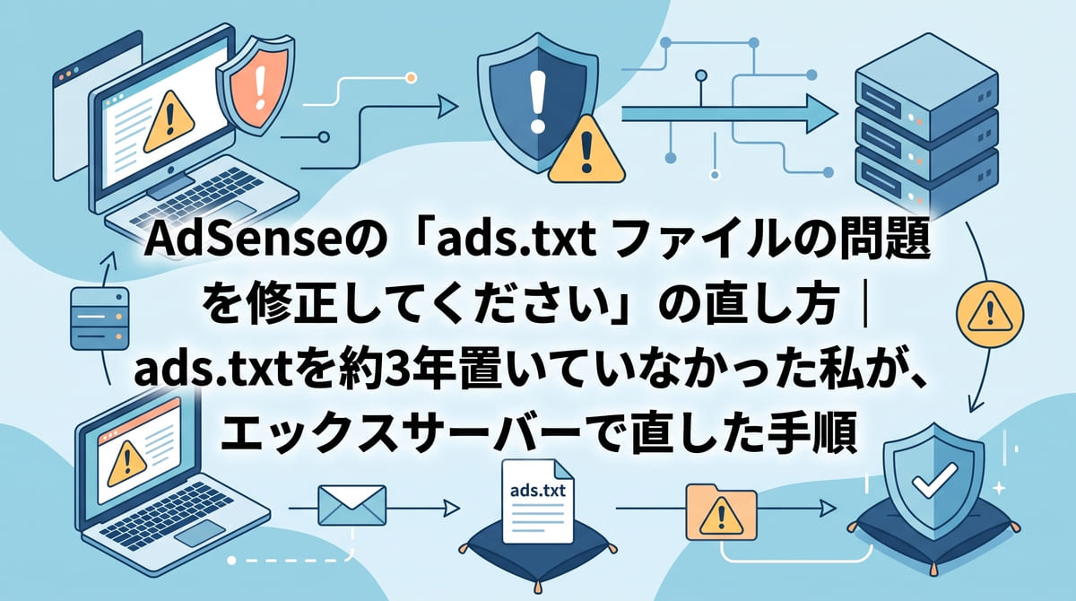 AdSenseの「ads.txt ファイルの問題を修正してください」の直し方｜ads.txtを約3年置いていなかった私が、エックスサーバーで直した手順