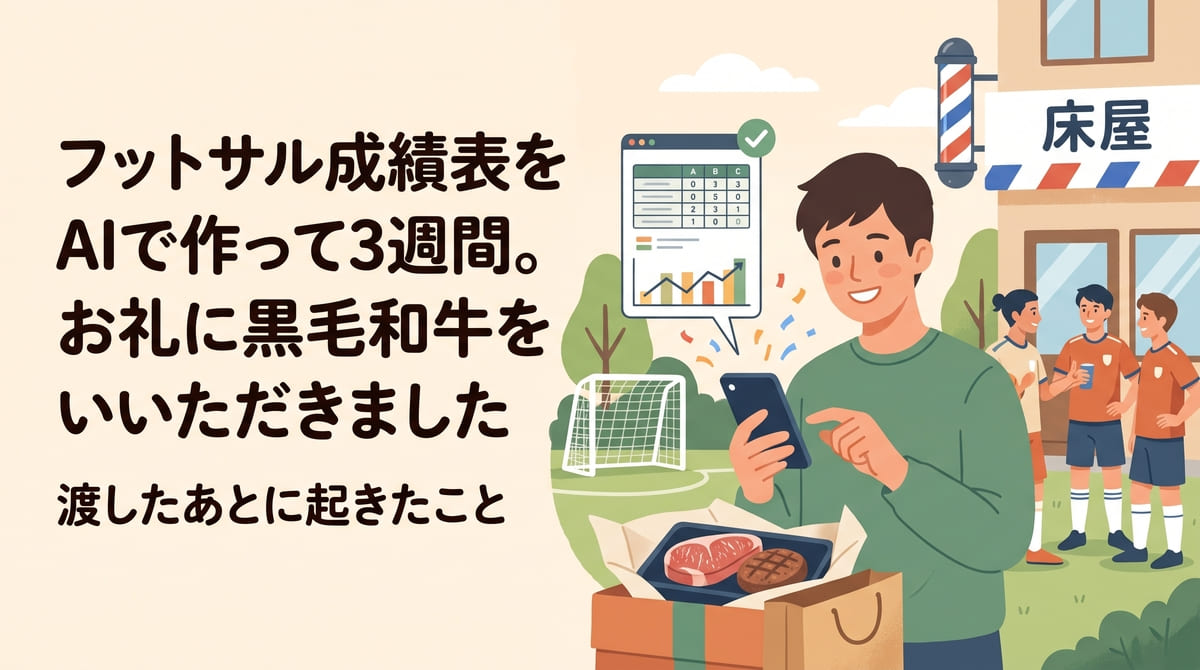 フットサル成績表をAIで作って3週間。お礼に黒毛和牛をいただきました｜渡したあとに起きたこと