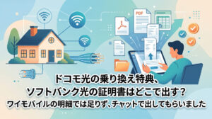 ドコモ光の乗り換え特典、ソフトバンク光の証明書はどこで出す？｜ワイモバイルの明細では足りず、チャットで出してもらいました