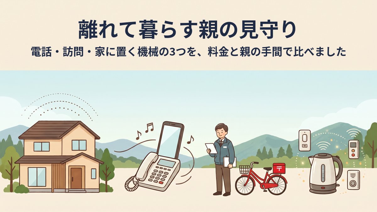 離れて暮らす親の見守り｜電話・訪問・家に置く機械の3つを、料金と親の手間で比べました