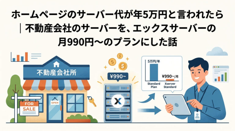 ホームページのサーバー代が年5万円と言われたら｜不動産会社のサーバーを、エックスサーバーの月990円〜のプランにした話