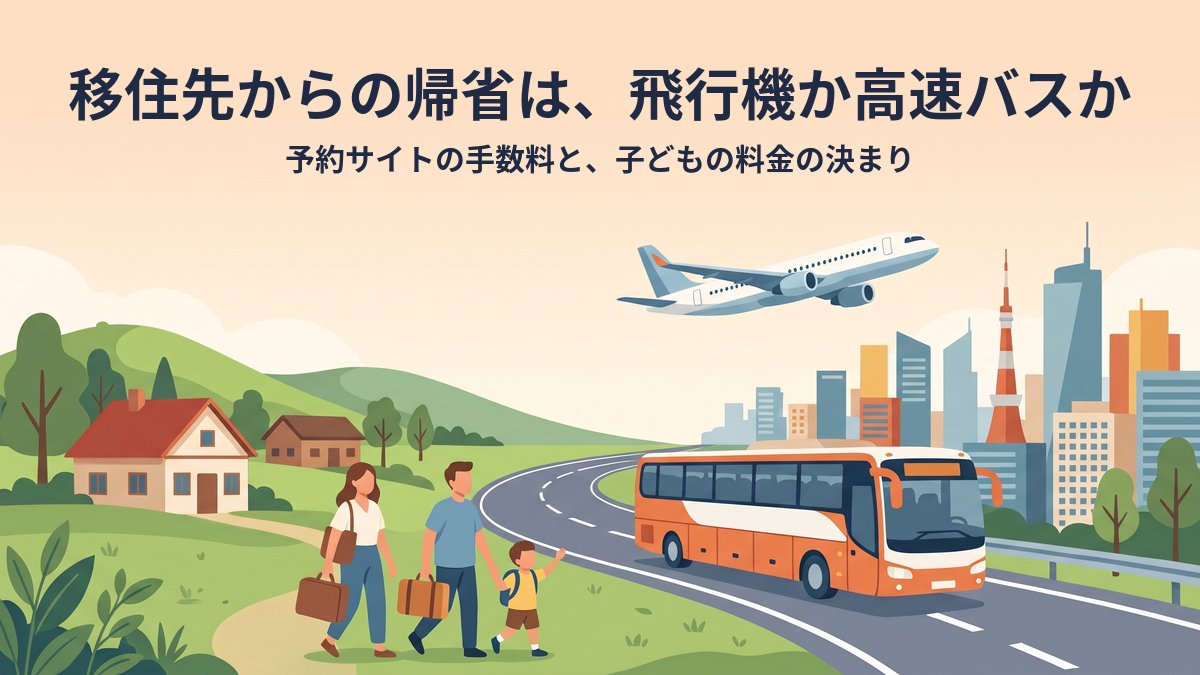 移住先からの帰省は、飛行機か高速バスか｜予約サイトの手数料と、子どもの料金の決まり