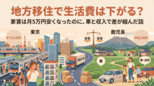 地方移住で生活費は下がる？家賃は月5万円安くなったのに、車と収入で差が縮んだ話