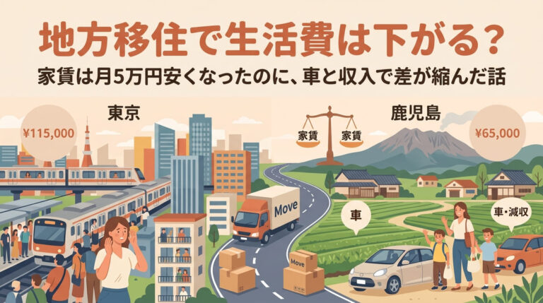 地方移住で生活費は下がる？家賃は月5万円安くなったのに、車と収入で差が縮んだ話