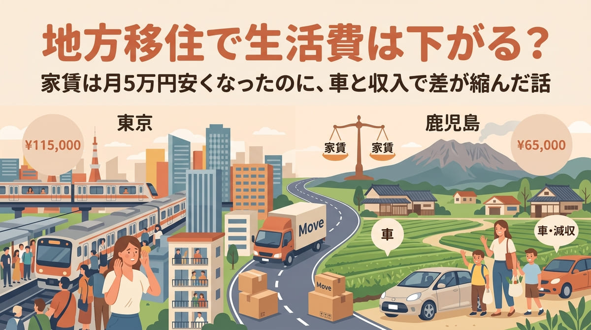 地方移住で生活費は下がる？家賃は月5万円安くなったのに、車と収入で差が縮んだ話