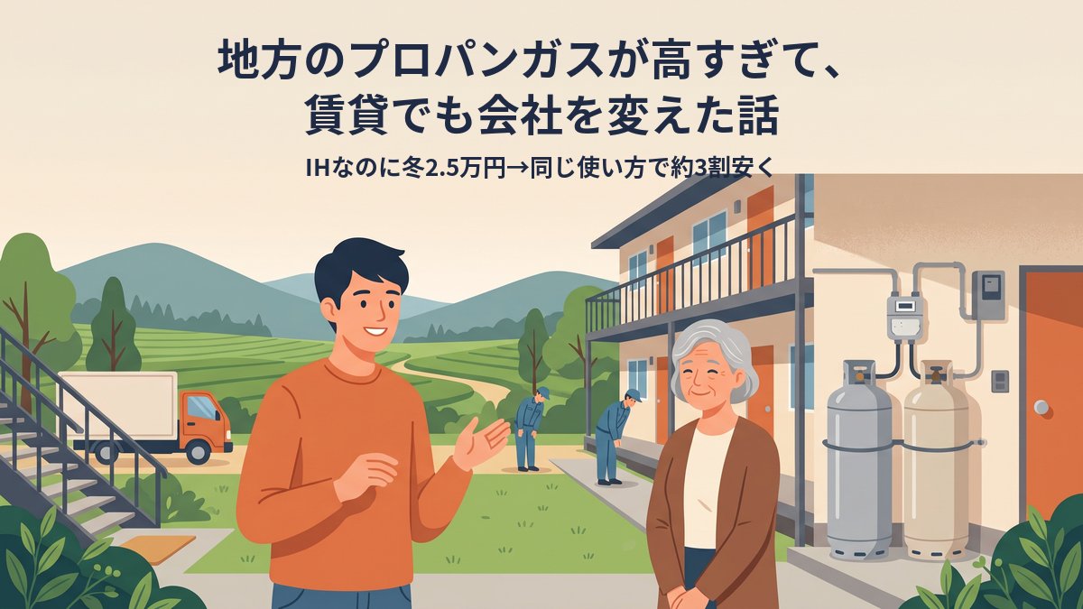 地方のプロパンガスが高すぎて、賃貸でも会社を変えた話|IHなのに冬2.5万円→同じ使い方で約3割安く