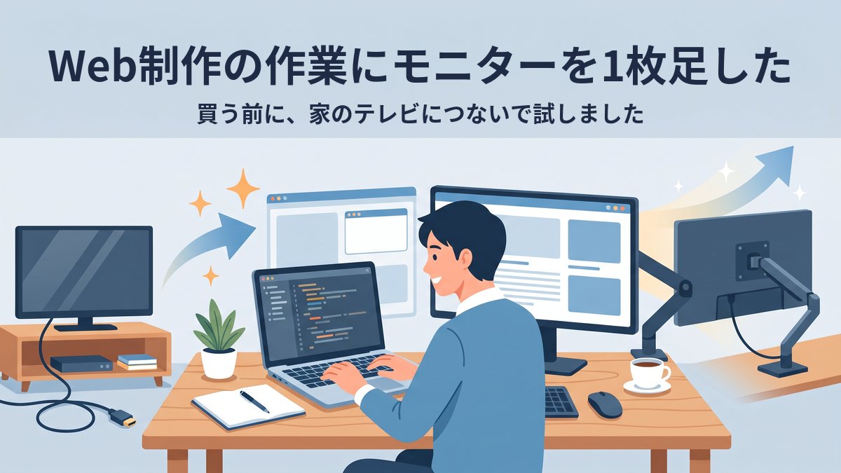 Web制作の作業にモニターを1枚足した|買う前に、家のテレビにつないで試しました