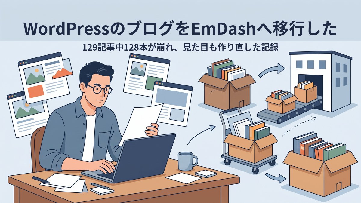 WordPressのブログをEmDashへ移行した|129記事中128本が崩れ、見た目も作り直した記録